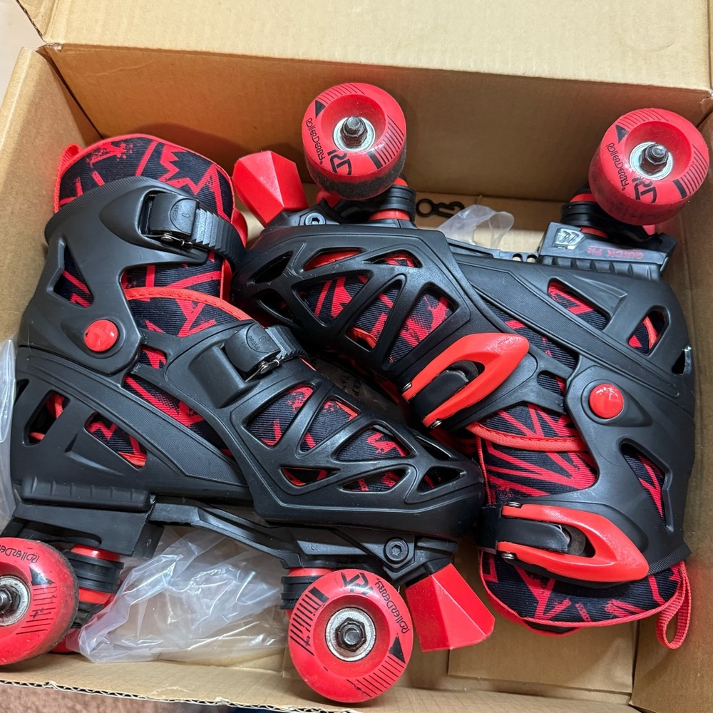 Dynamic Red and Black Roller Skates for Kids